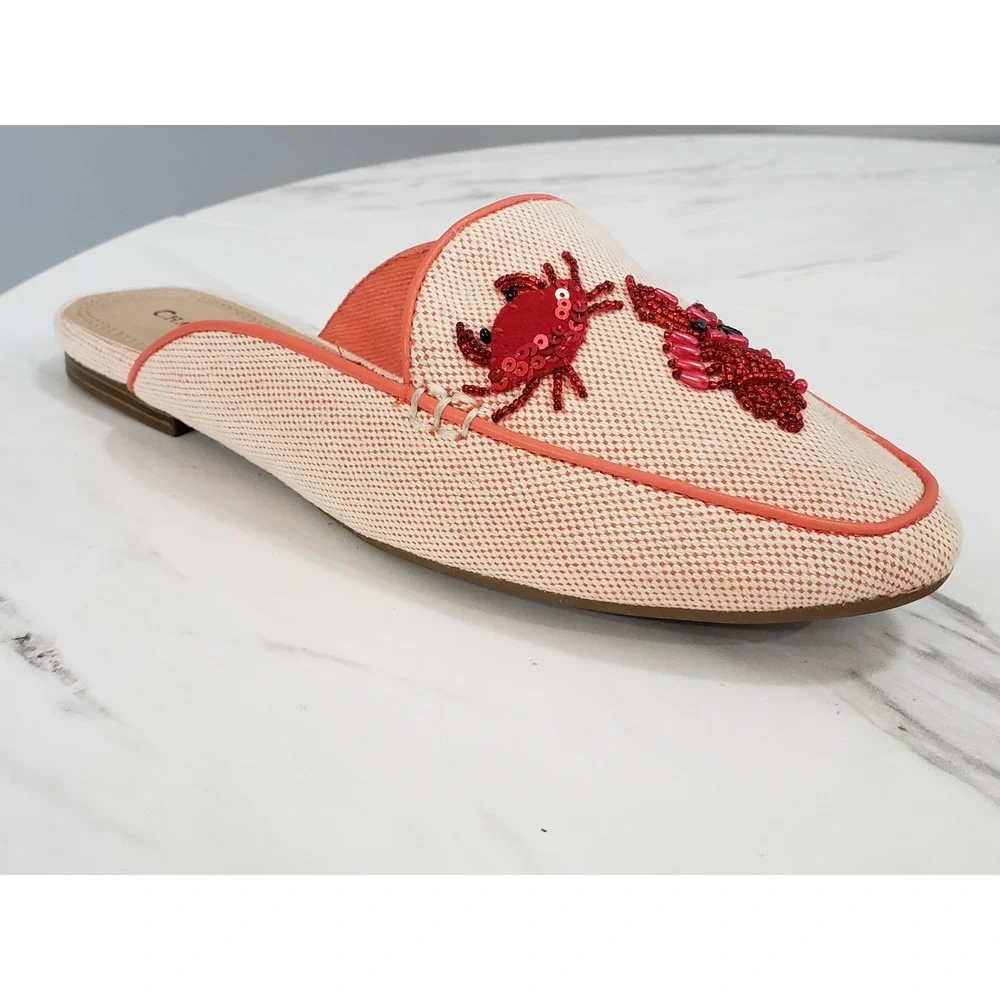 NEW Beaded SIZE 7.5 Charter Club Lobster Crab Coastal Loafer Boat Shoe Slip‎ On